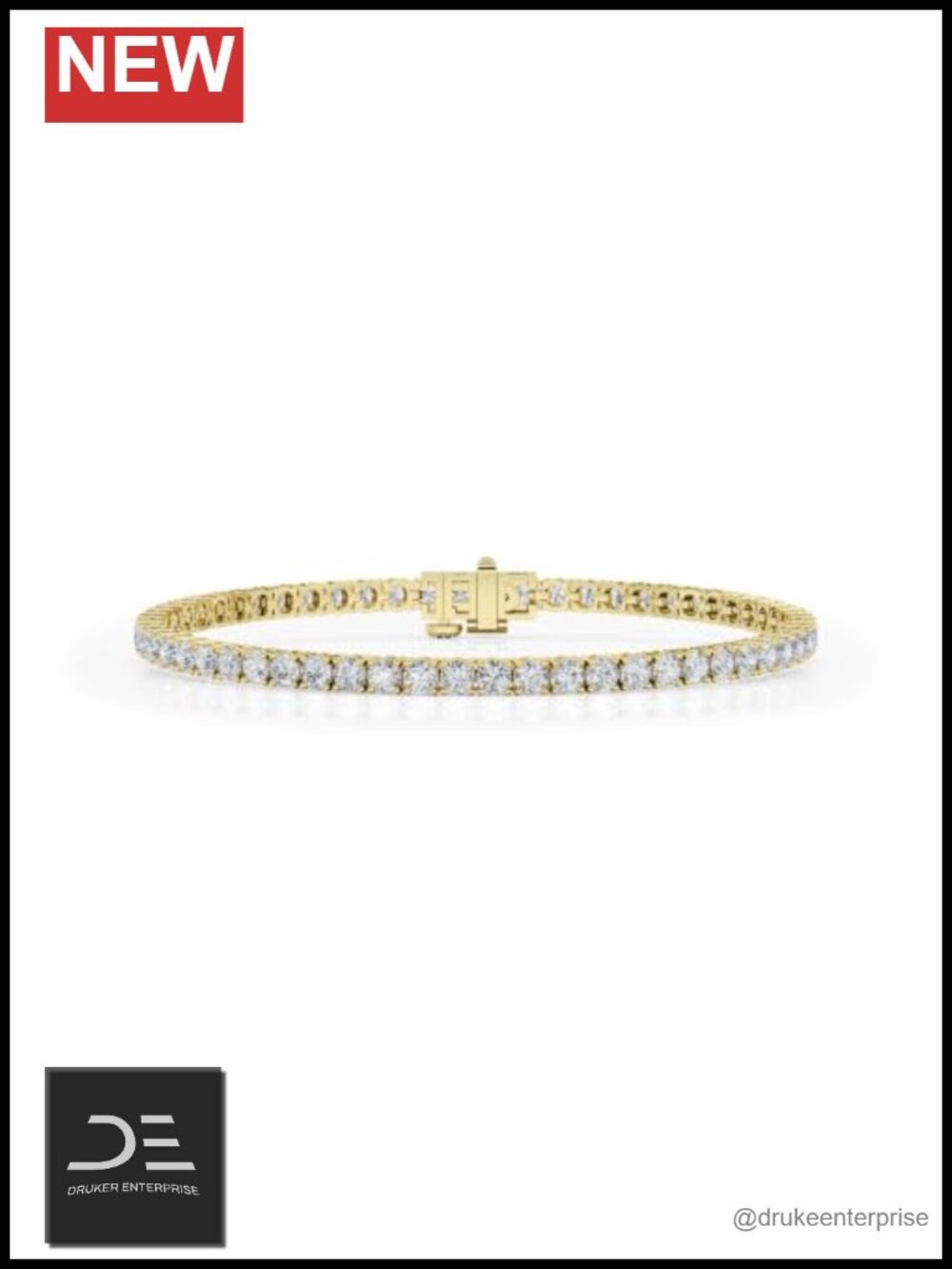 5 Carat Lab Grown Diamond Tennis Bracelet 14K Solid Gold Safety Clasp